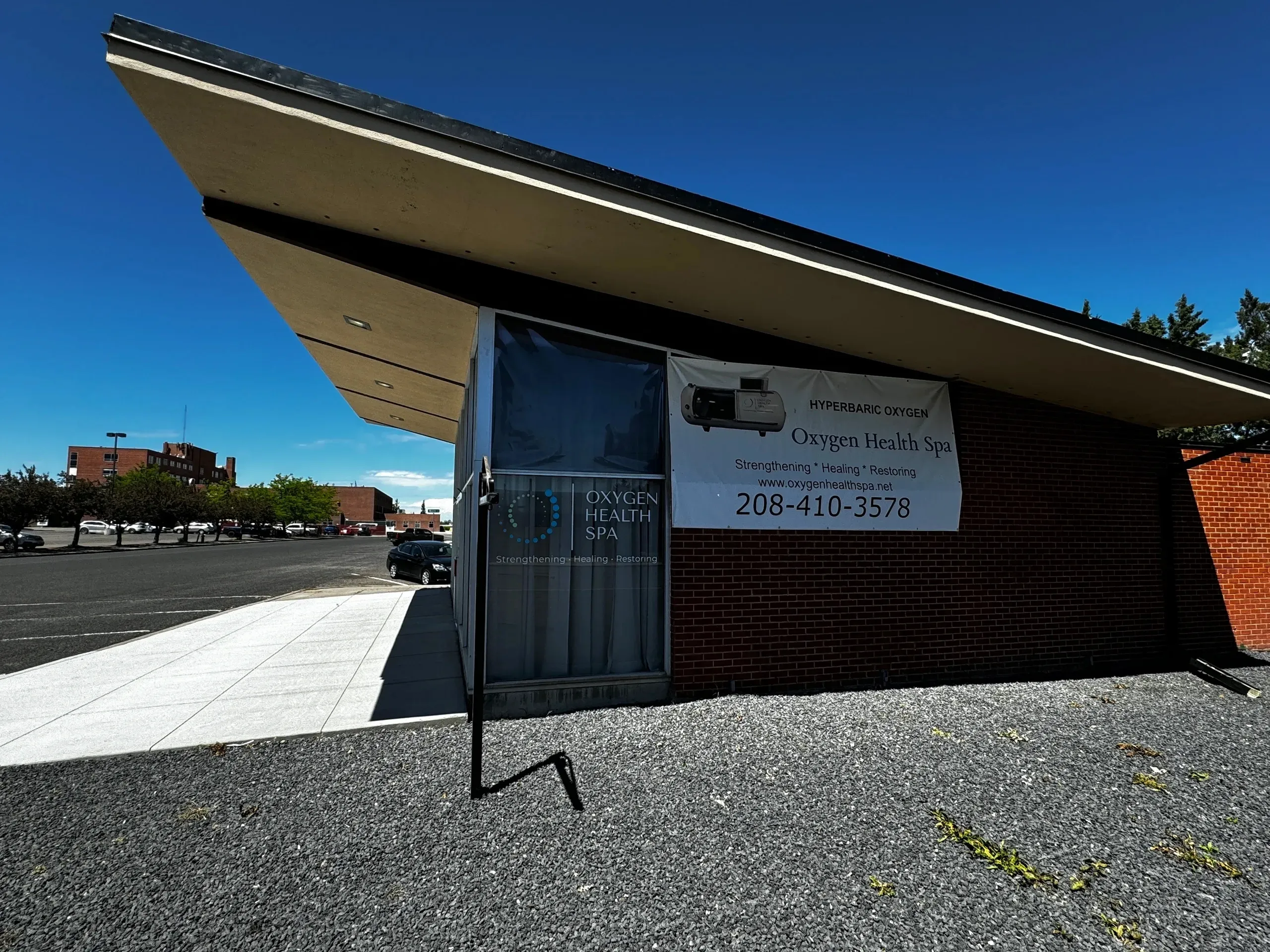 Small business with a banner outside